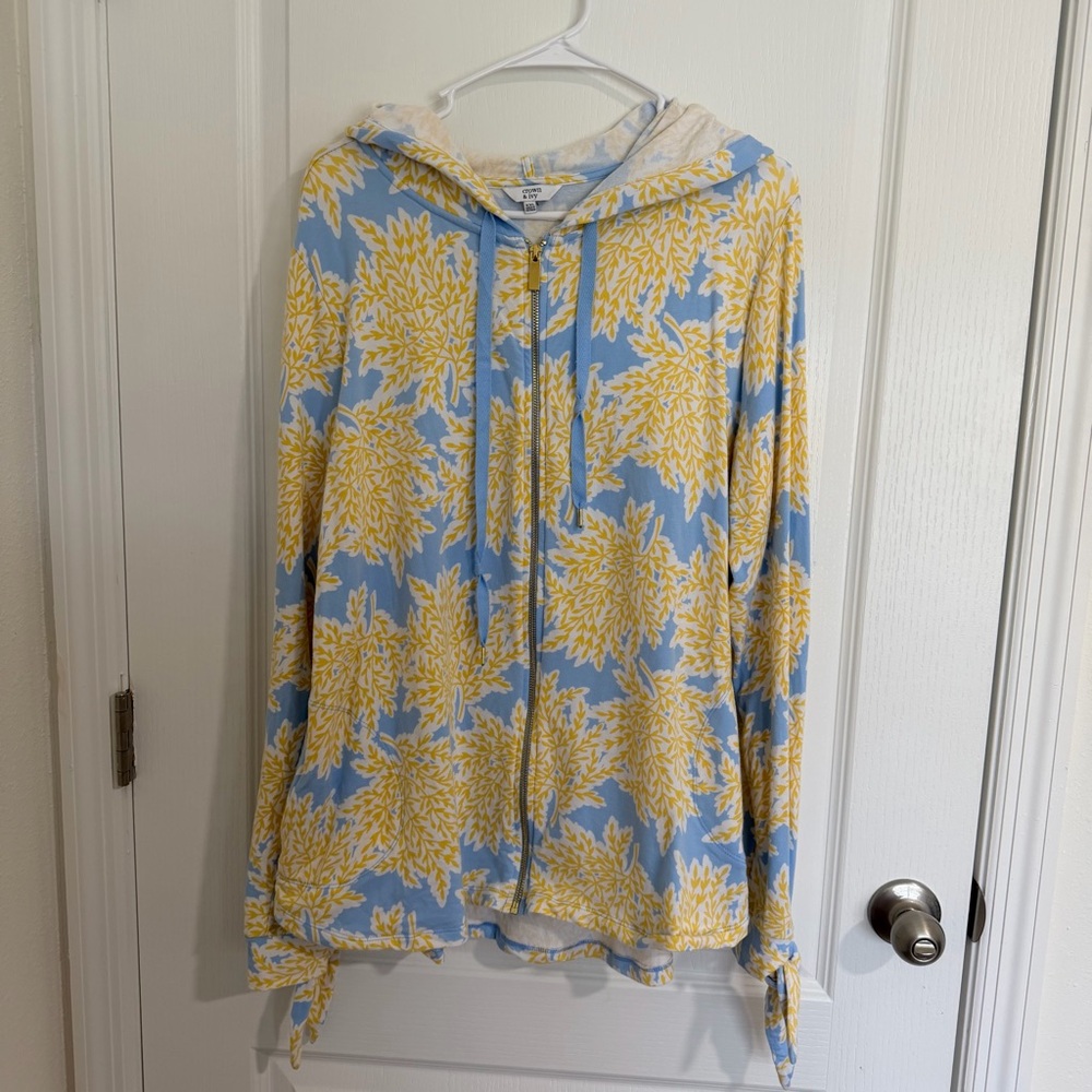 Crown & Ivy Blue and Yellow Floral Jacket